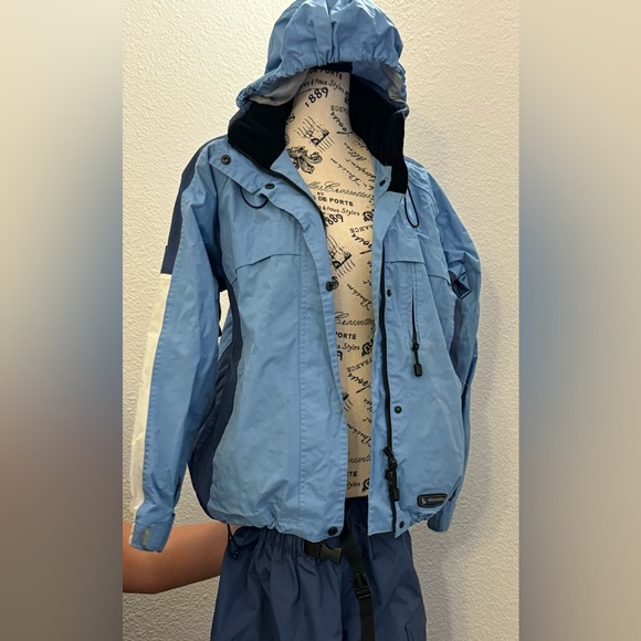 Wetskins Lightweight 2 Piece Rain Suit Waterproof Jacket & Pants Navy Blue - Picture 8 of 17